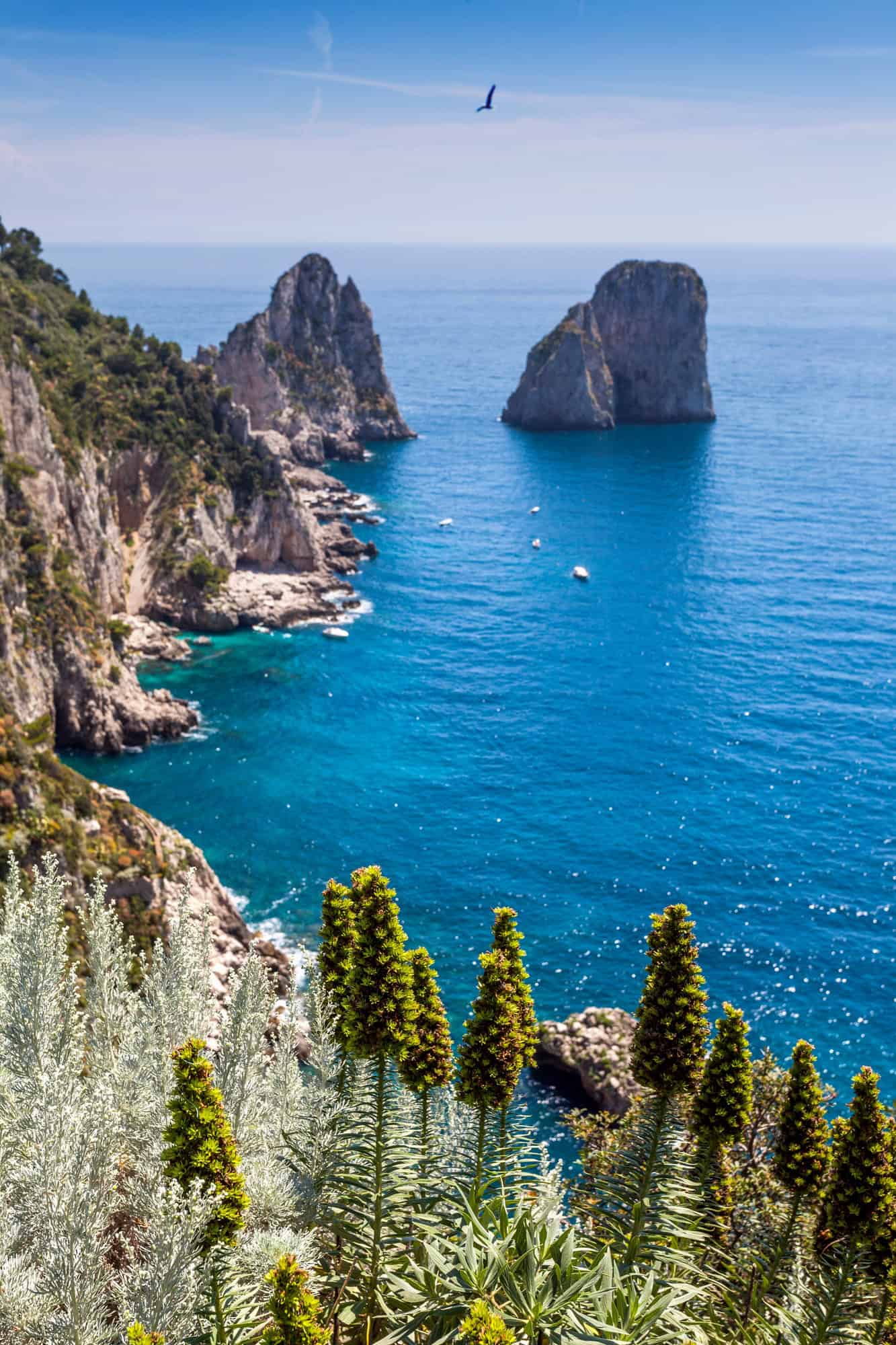 Cliffs and rocks in sea, Capri, Amalfi Coast, Italy