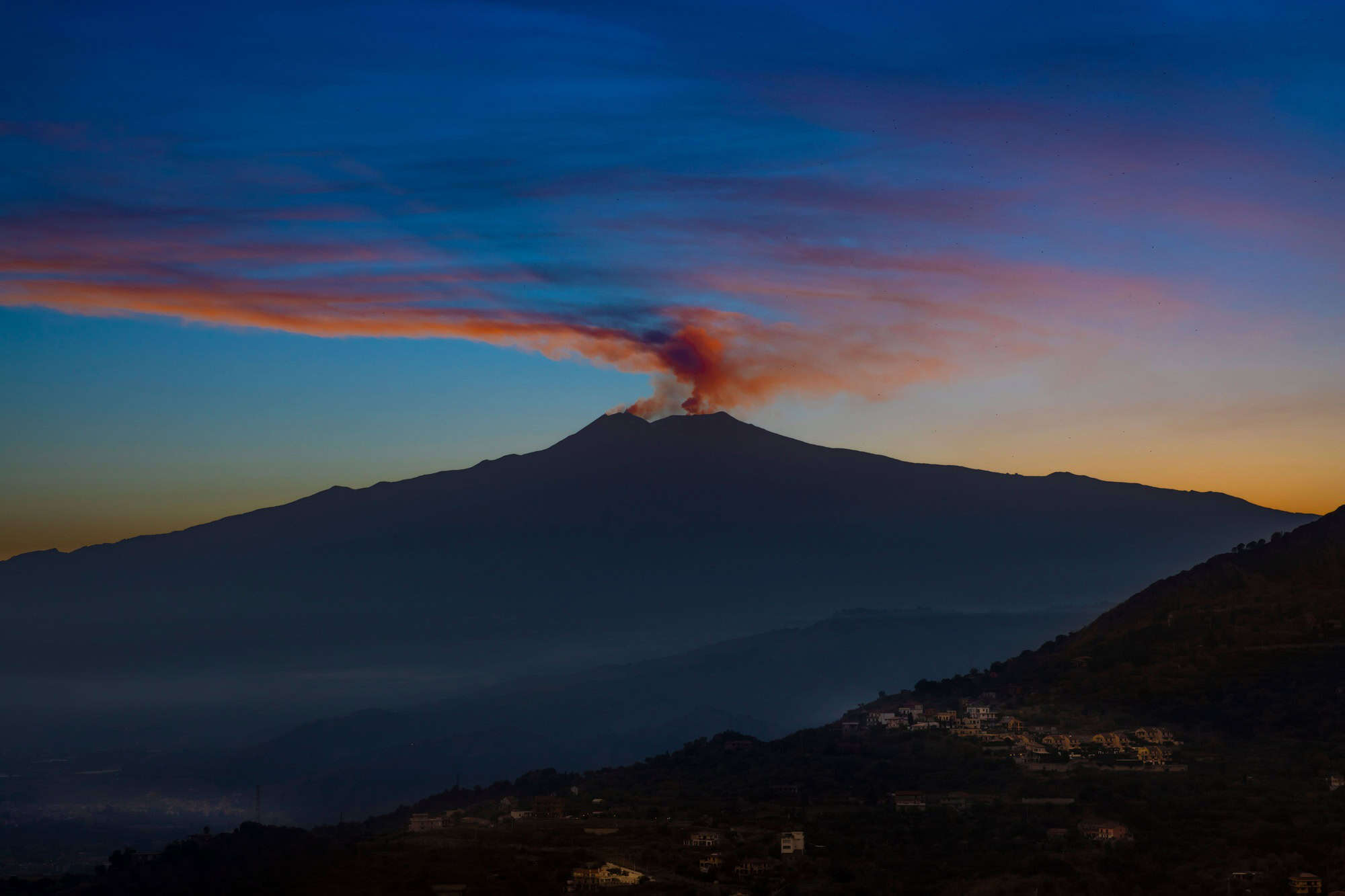 Dramatic and breathtaking view of Mount Etna in Sicily, Italy.