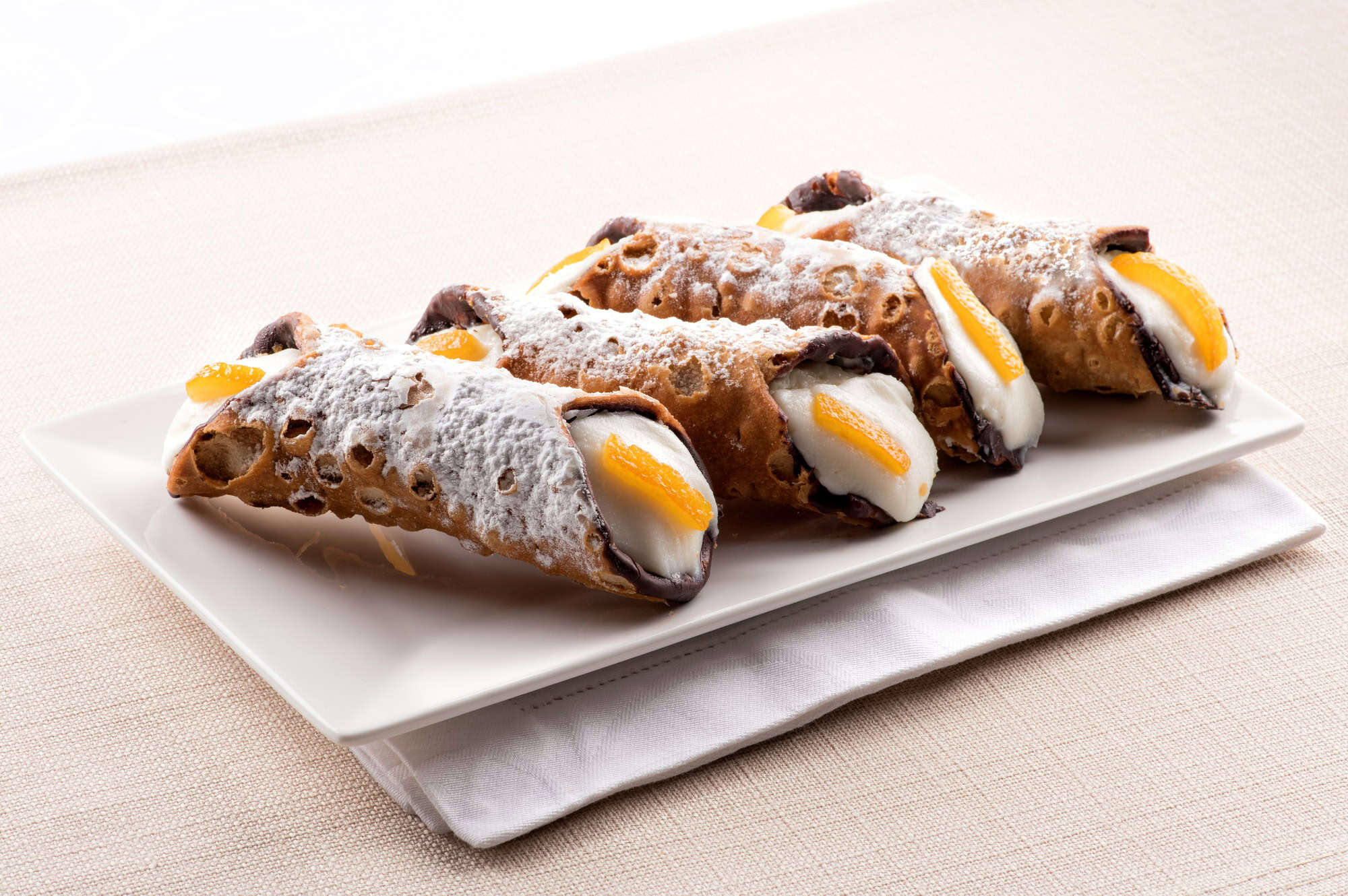 Four cannoli Sicilia or Sicilian cannoli