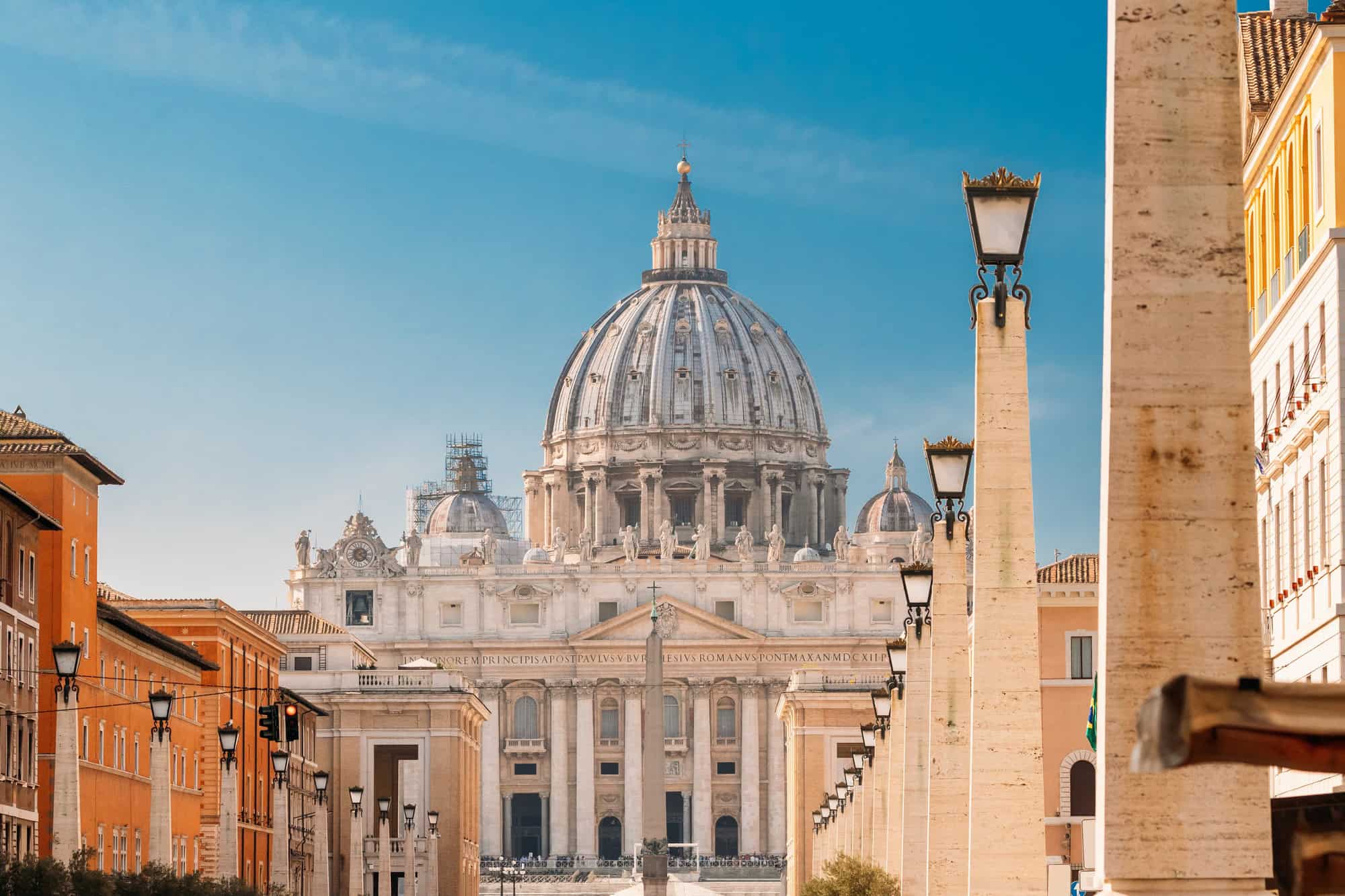 Rome, Italy. St. Peter's Square With Papal Basilica Of St. Peter
