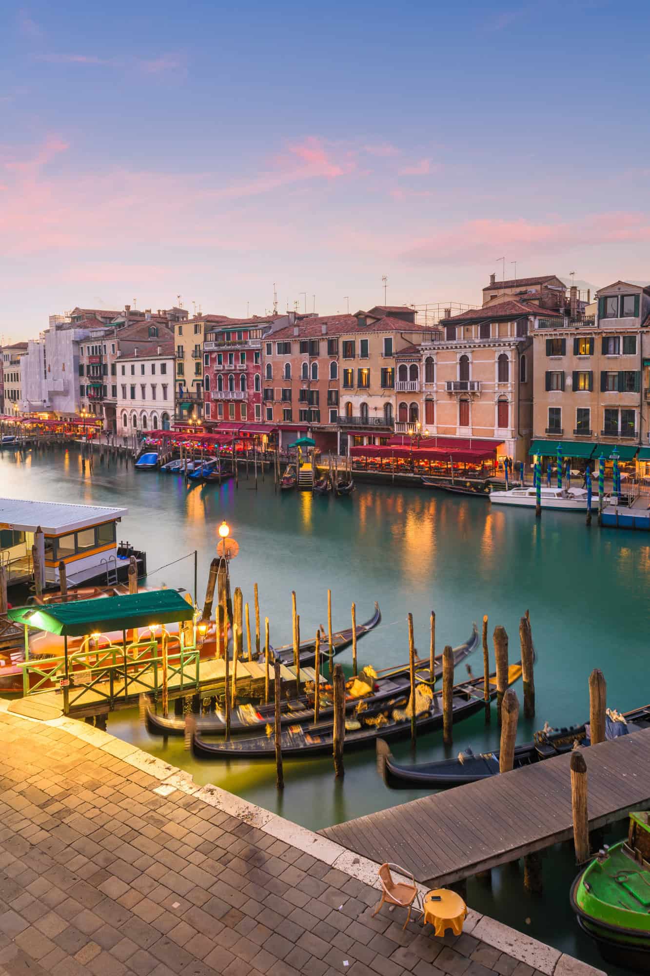 Venice, Italy Overlooking Boats and Gondolas in the Grand Canal