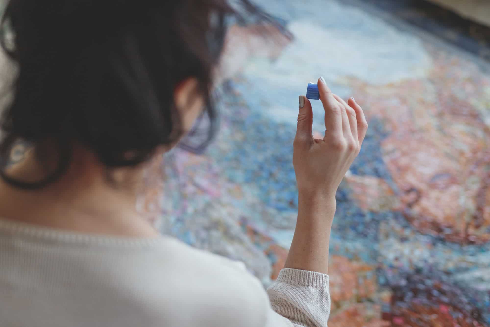 Young girl with a mosaic